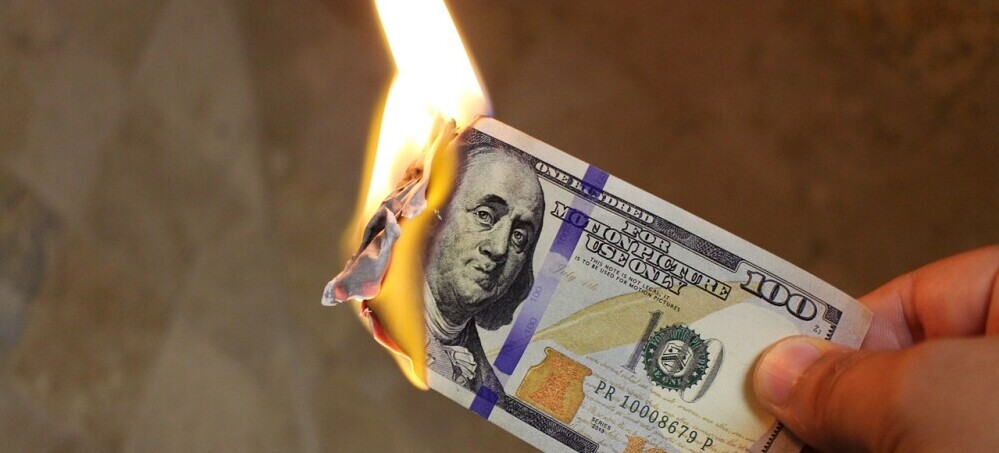 cash being burnt